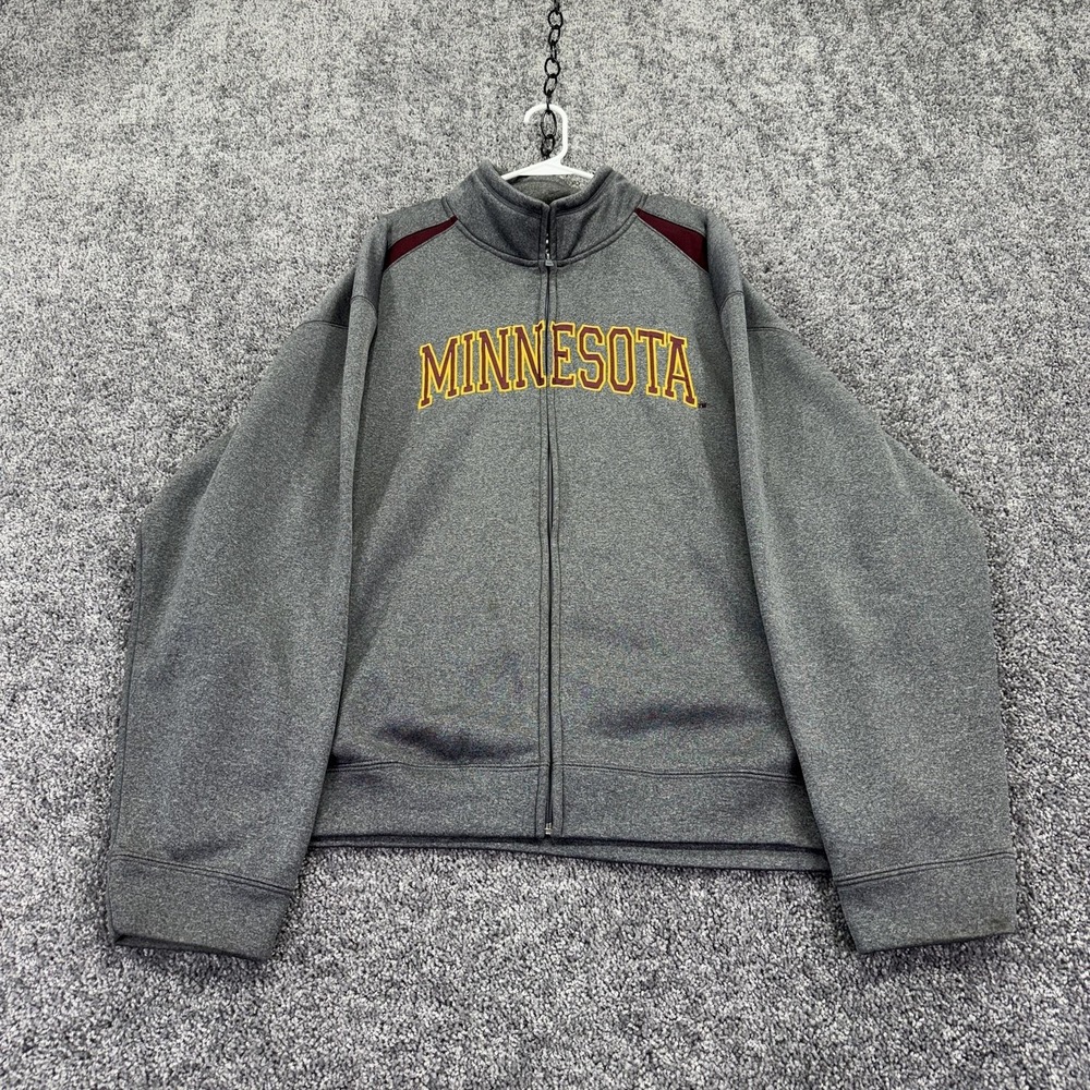 Minnesota Golden Gophers Sweatshirt Mens 2XL Gray NCAA College Full Zip